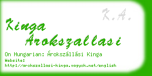 kinga arokszallasi business card