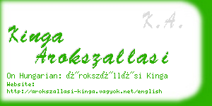 kinga arokszallasi business card